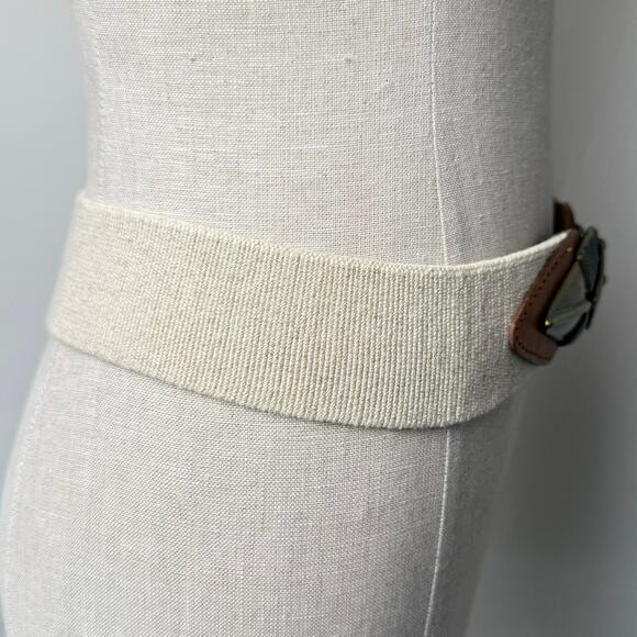 Vintage Omega Arrowhead Stretch Belt Gold Tone Tan Boho Southwestern 31–44\